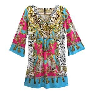 White Mark Couture Collection Greco-Roman Print Jersey Dress  XL